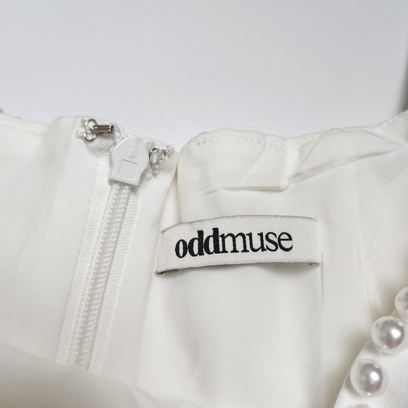Odd Muse Womens The Ultimate Muse Pearl Dress Size XL White Square Neck Bridal - Picture 9 of 16